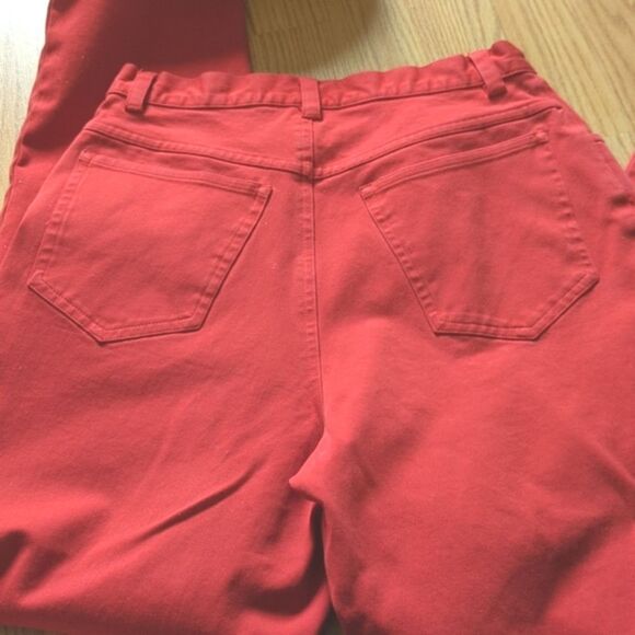 Ralph Lauren Vtg High Waisted Skinny Tapered Red Mom Jeans Size 6 Petite 24X27 - Picture 7 of 7